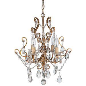 4 Light Tiffany Gold Crystal Chandelier Amalfi Decor 