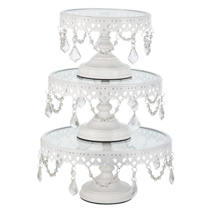 White Glass Top Cake Stand Set Amalfi Decor