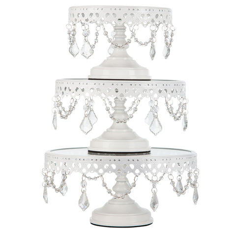 White Glass Top Cake Stand Set Amalfi Decor