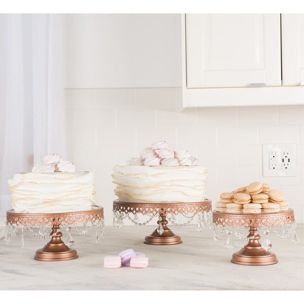 Rose Gold Glass Top Cake Stand Set Amalfi Decor