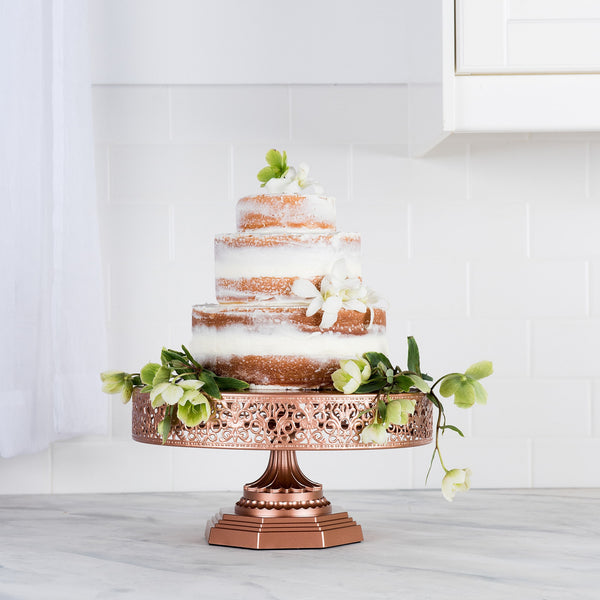 12 Inch Rose Gold Metal Cake Stand Amalfi Decor