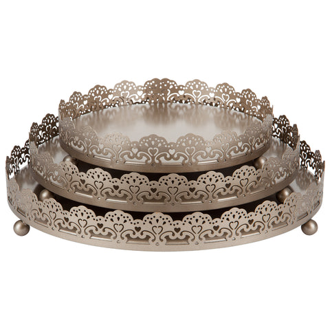 Champagne Color Decorative Serving Tray Set by Amalfi Decor