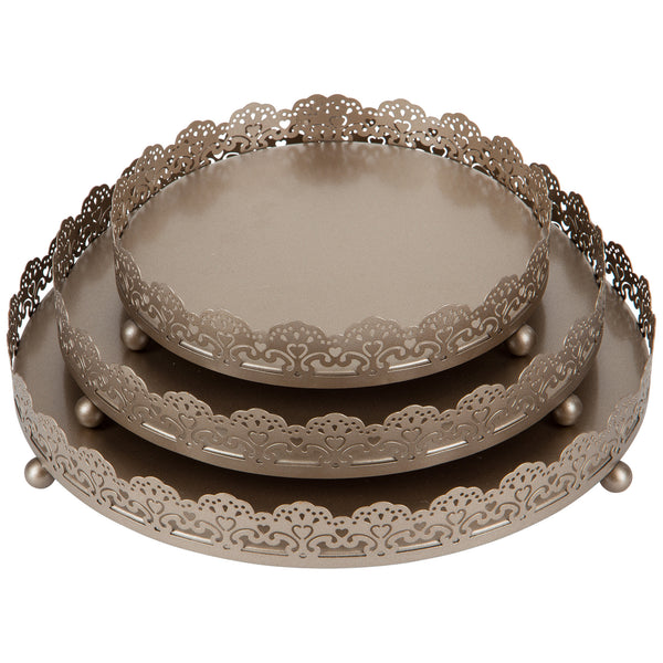 Champagne Color Decorative Serving Tray Set by Amalfi Decor