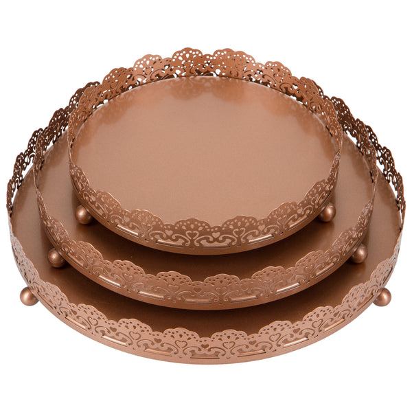 Rose Gold Decorative Serving Tray Set by Amalfi Decor