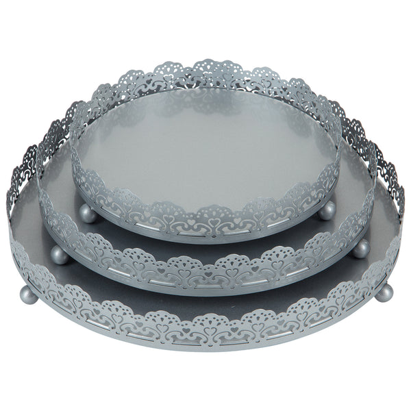 Silver Decorative Serving Tray Set by Amalfi Decor