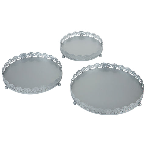 Silver Decorative Serving Tray Set by Amalfi Decor