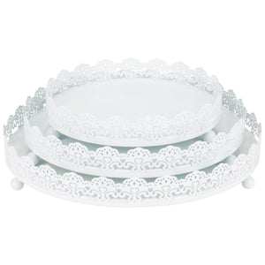 White Decorative Serving Display Tray Set by Amalfi Decor