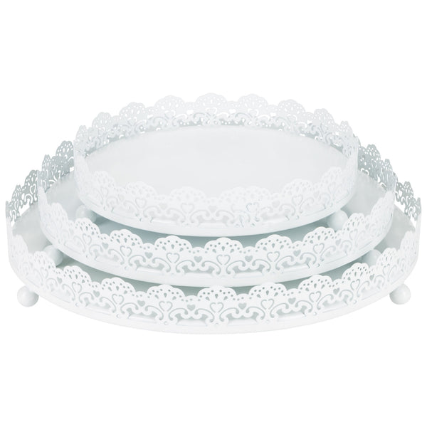 White Decorative Serving Display Tray Set by Amalfi Decor