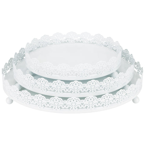 White Decorative Serving Display Tray Set by Amalfi Decor