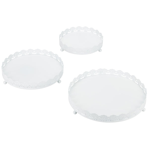 White Decorative Serving Display Tray Set by Amalfi Decor